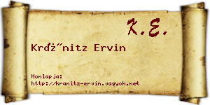 Kránitz Ervin névjegykártya
