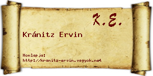 Kránitz Ervin névjegykártya